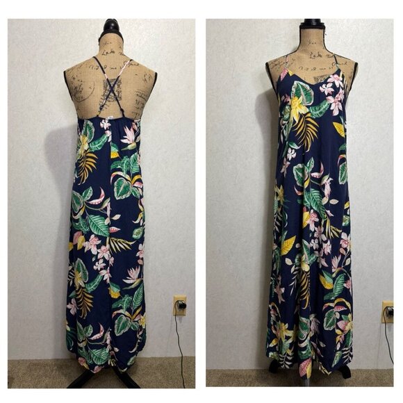 OLD NAVY Tropical Floral Botanical Striped Maxi/Mini Dress Lot 2 SMALL Beach - Picture 3 of 16